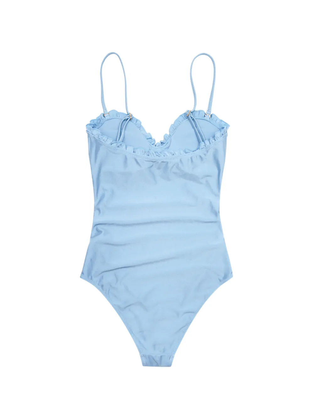 GANNI Gesmockt badpak met ruches Blauw