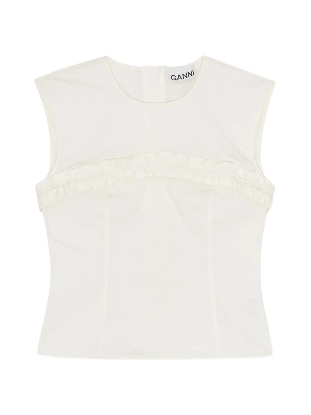 GANNI ruffled-detail blouse - Toni neutri