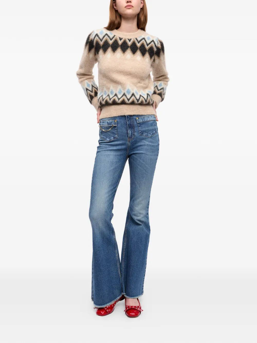  Ganni Patterned-jacquard Sweater - Neutrals 