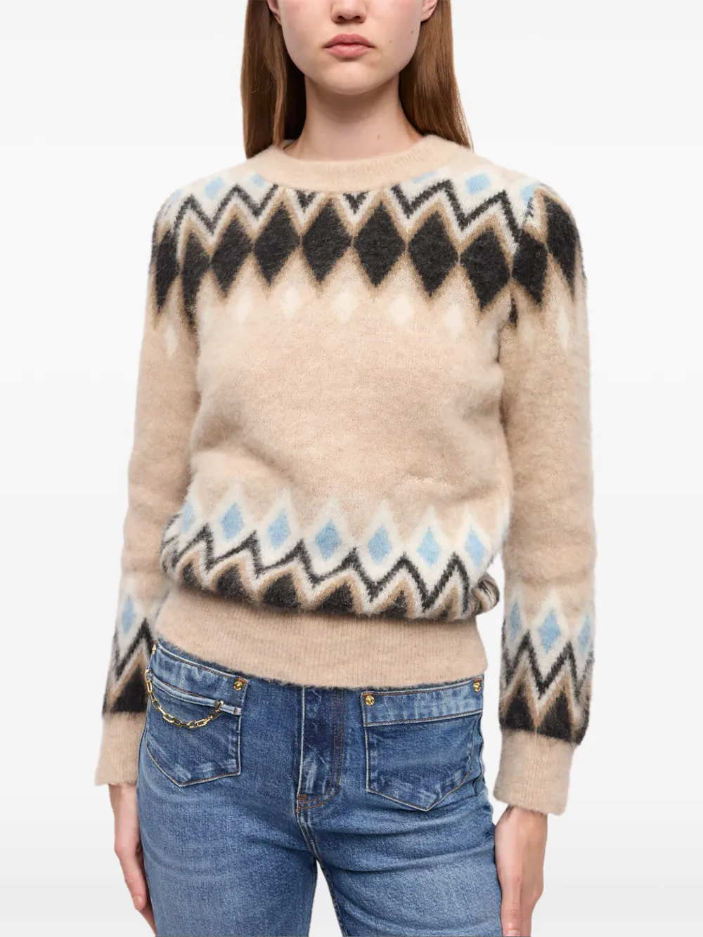  Ganni Patterned-jacquard Sweater - Neutrals 