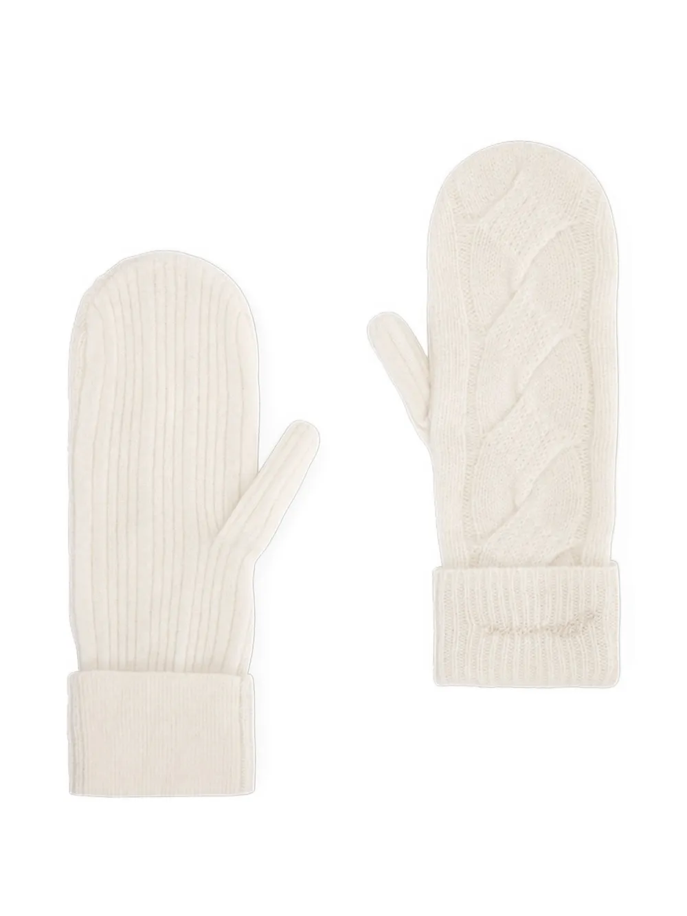 GANNI cable-knit mittens - Bianco