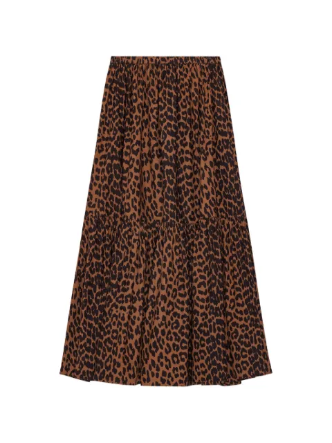 GANNI falda larga con estampado de leopardo