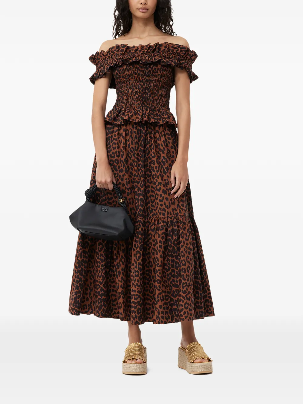  Ganni Leopard-print Maxi Skirt - Brown 