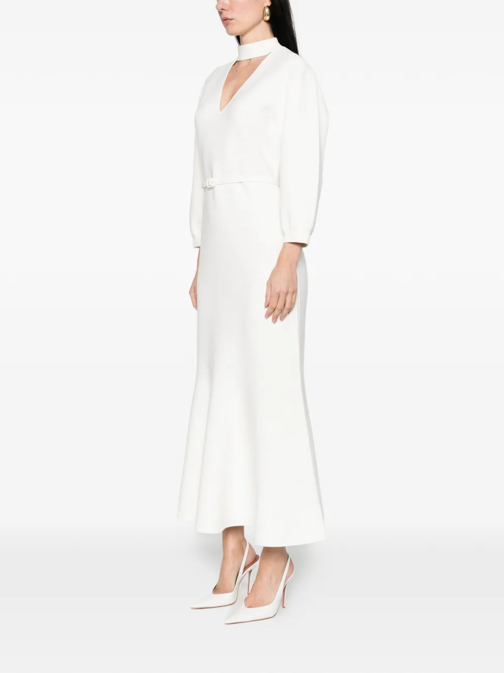 V-Neck Belted Dress