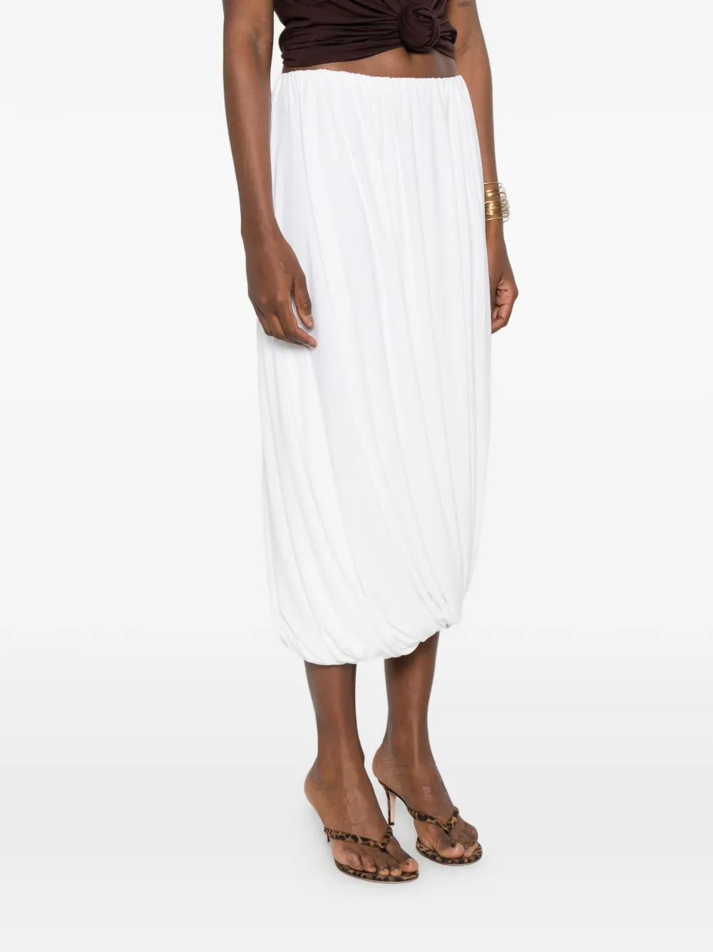 Norma Kamali Gesmockte midi-rok Wit