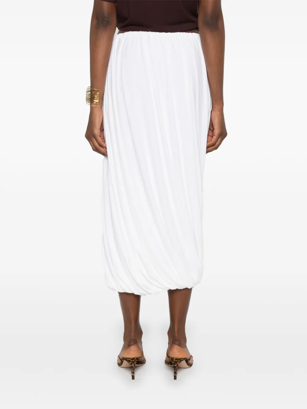Norma Kamali Gesmockte midi-rok Wit