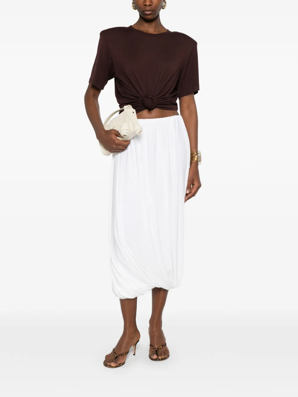 Norma Kamali Gesmockte midi-rok Wit