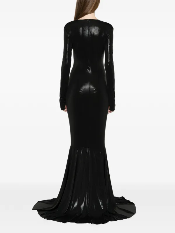 norma kamali dress long sleeve Norma Kamali Ribbon Sleeve Gown in Black