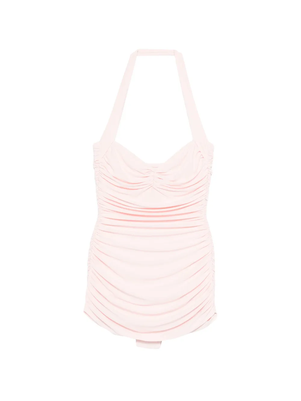Norma Kamali Bill Mio halterneck ruched swimsuit - Rosa