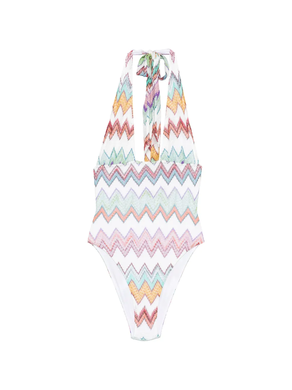 Missoni halterneck zig-zag swimsuit - Bianco