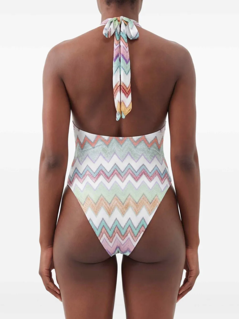 Missoni Badpak met halternek en zigzag-patroon Wit