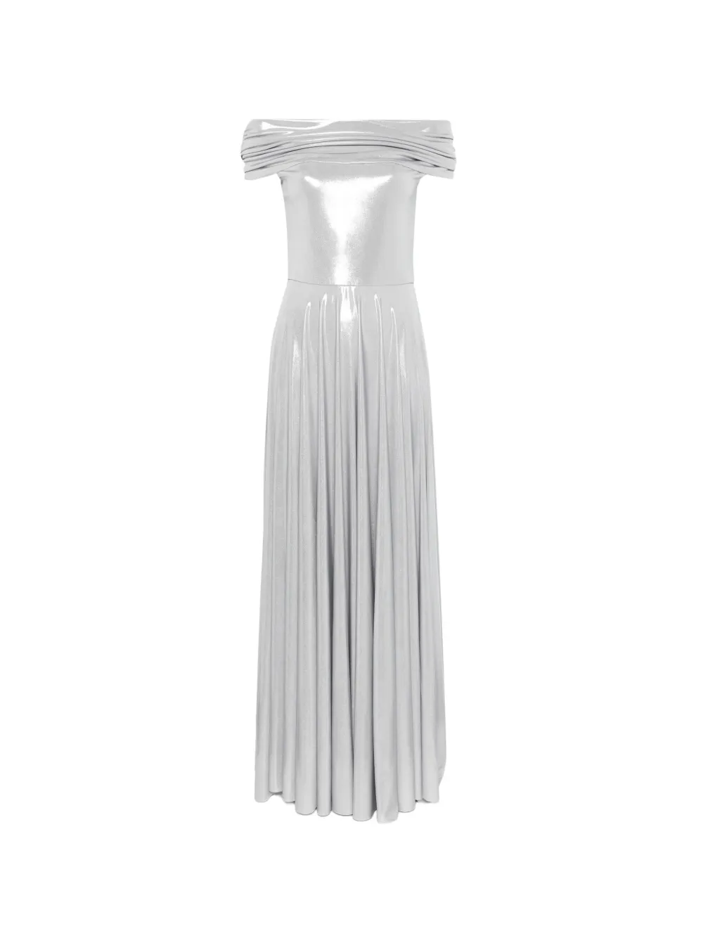Norma Kamali off-shoulder pleated dress - Argento