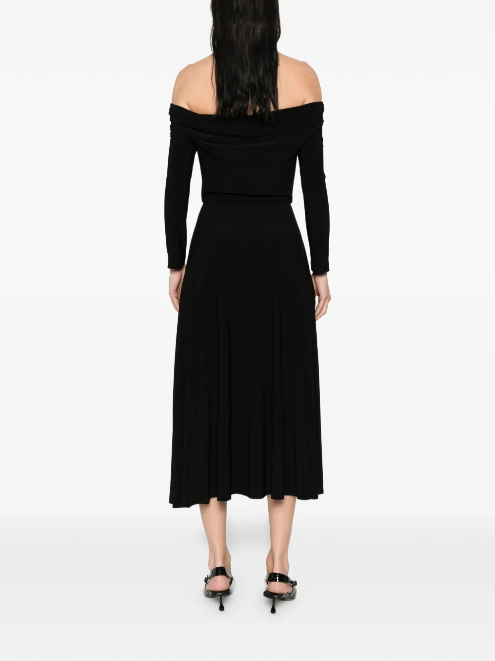 Norma Kamali Off-shoulder midi-jurk Zwart