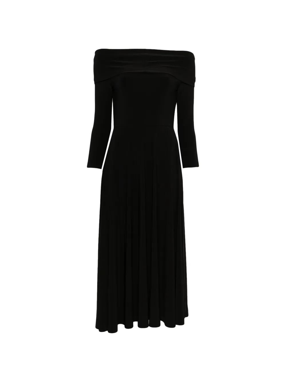 Norma Kamali off-shoulder long-sleeve midi dress - Nero