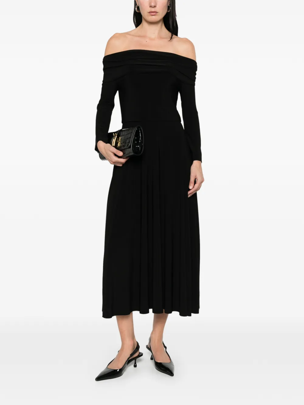 Norma Kamali Off-shoulder midi-jurk Zwart