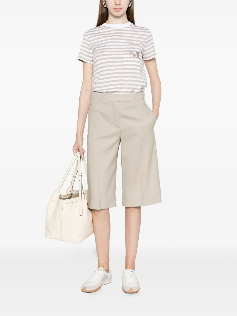  Max Mara Moboli Striped Pocket T-shirt - White 