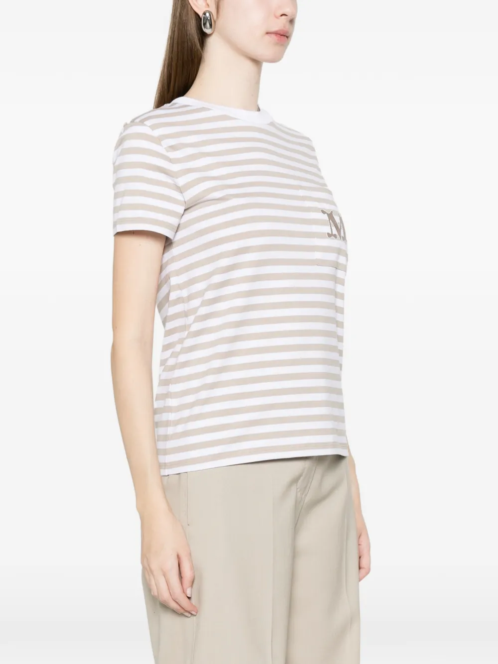  Max Mara Moboli Striped Pocket T-shirt - White 