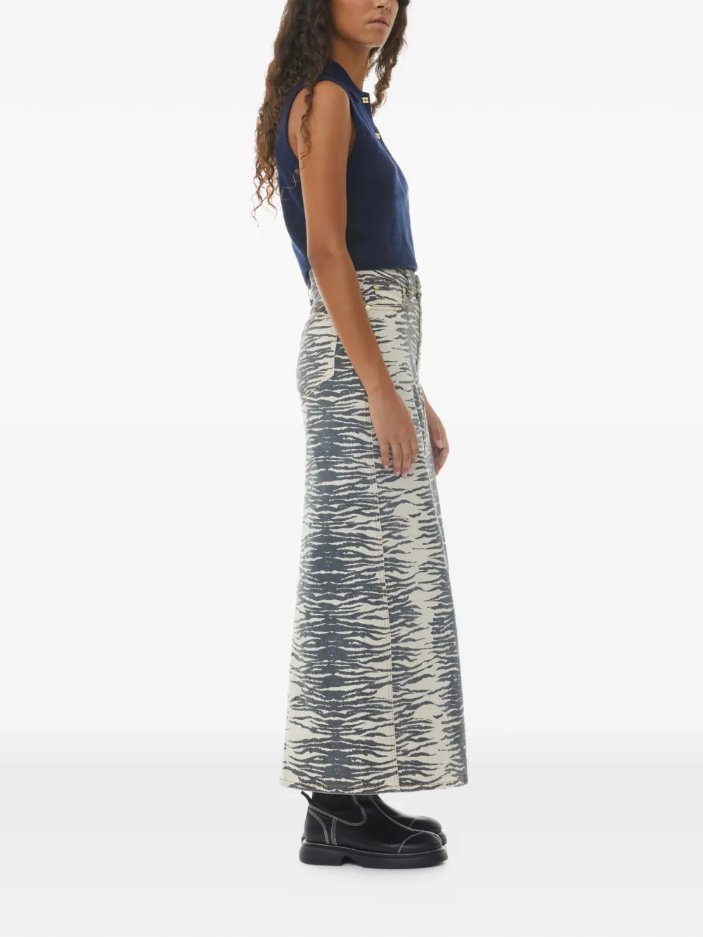  Ganni Zebra-print Maxi Skirt - Neutrals 