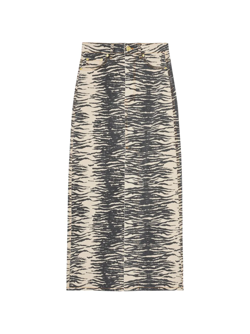 GANNI zebra-print maxi skirt - Toni neutri
