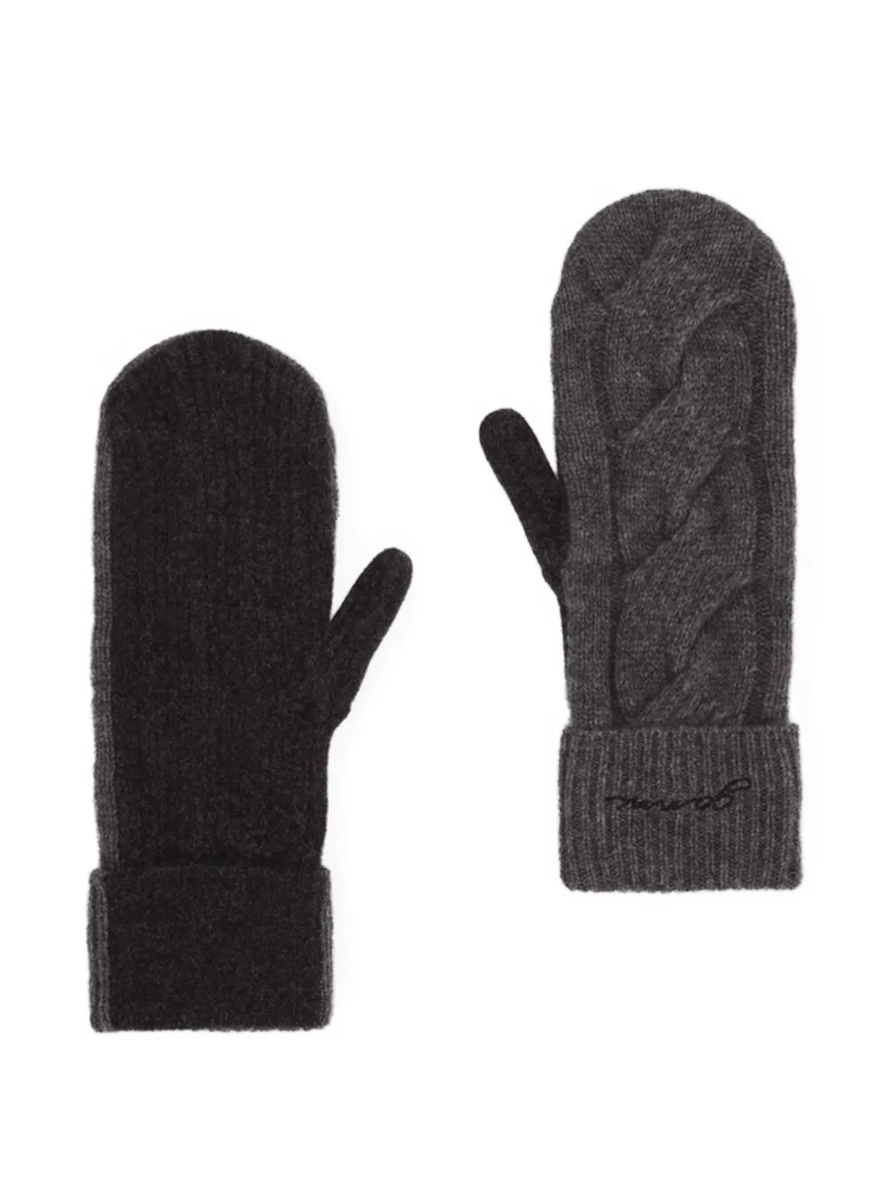GANNI cable-knit mittens - Grigio