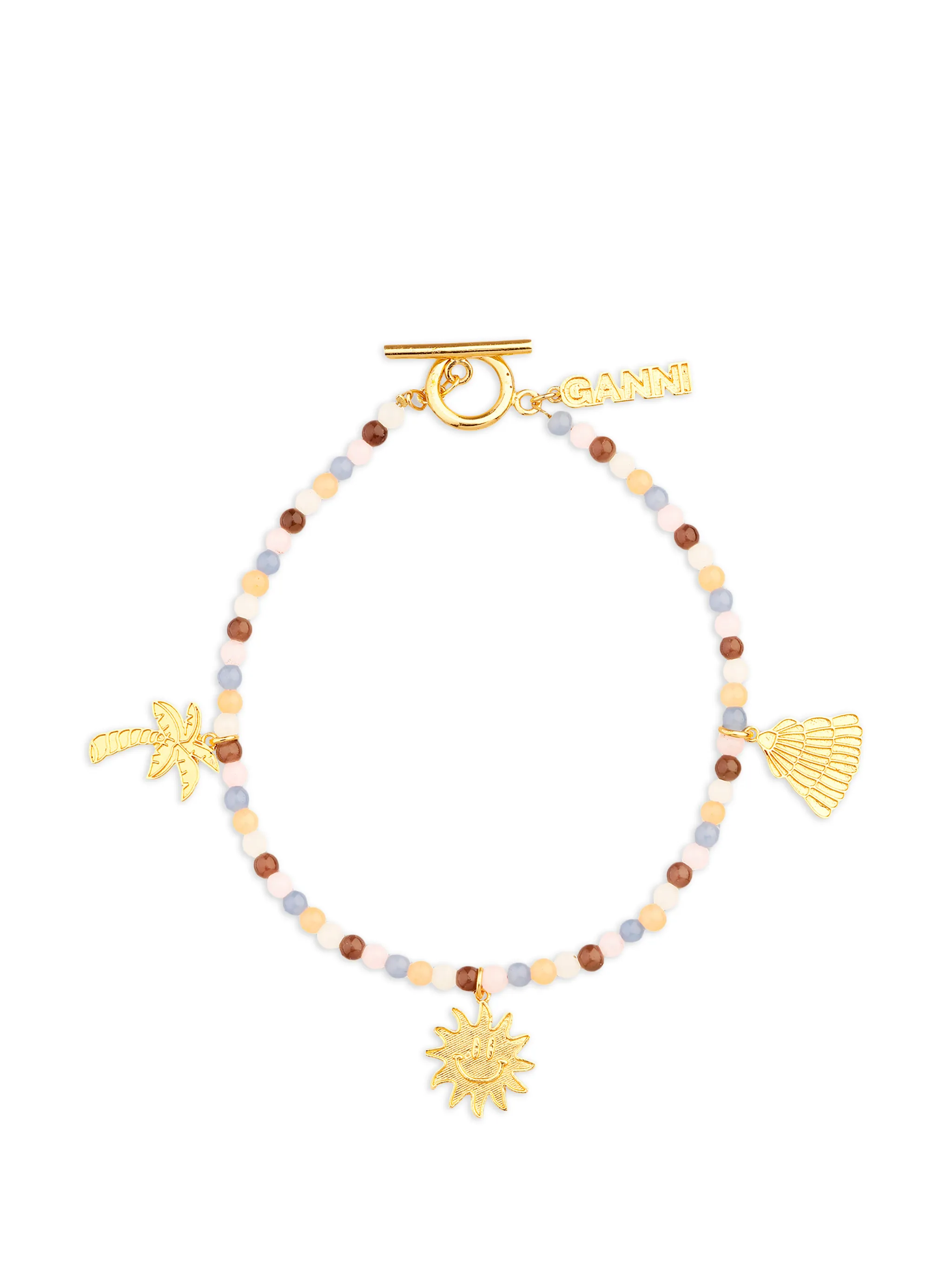 GANNI beaded charm-detail anklet