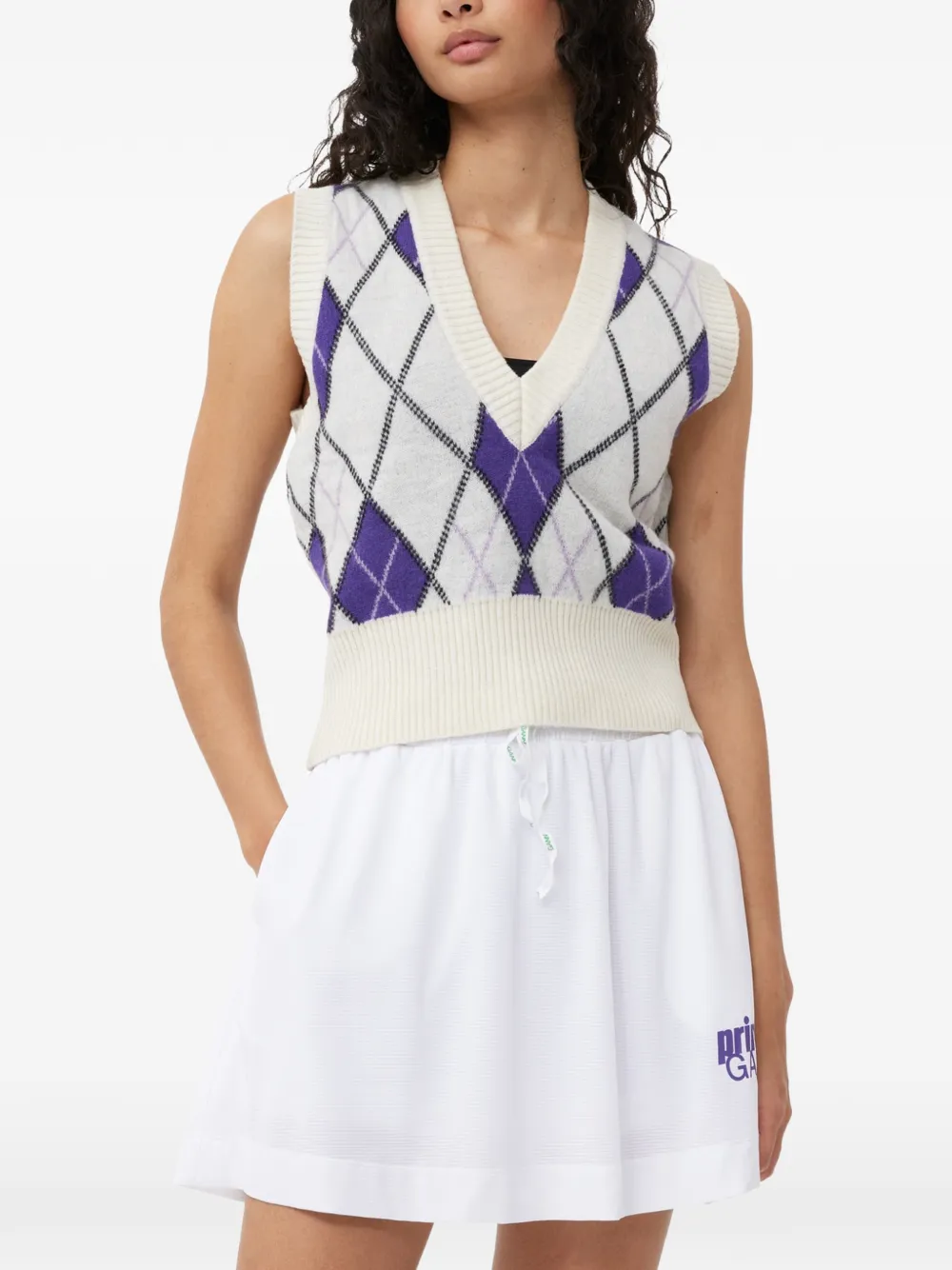 GANNI x Prince gilet met V-hals Beige