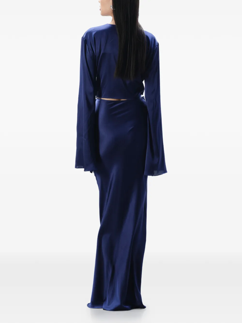 MANURÍ Sylvia zijden jurk met uitgesneden details Blauw