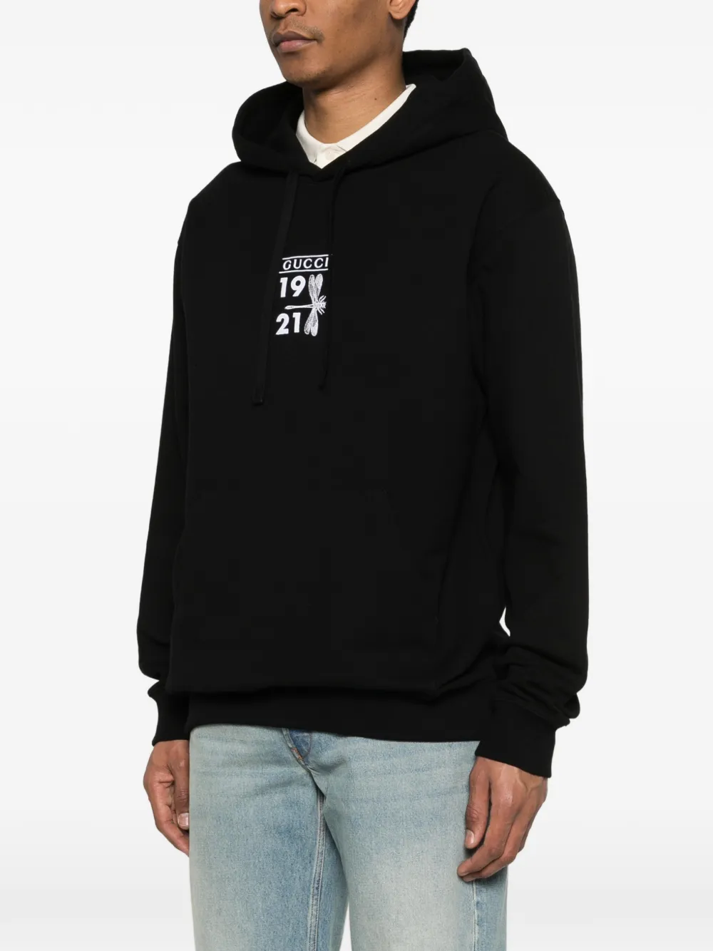 Gucci Sweater met grafische print en capuchon Zwart