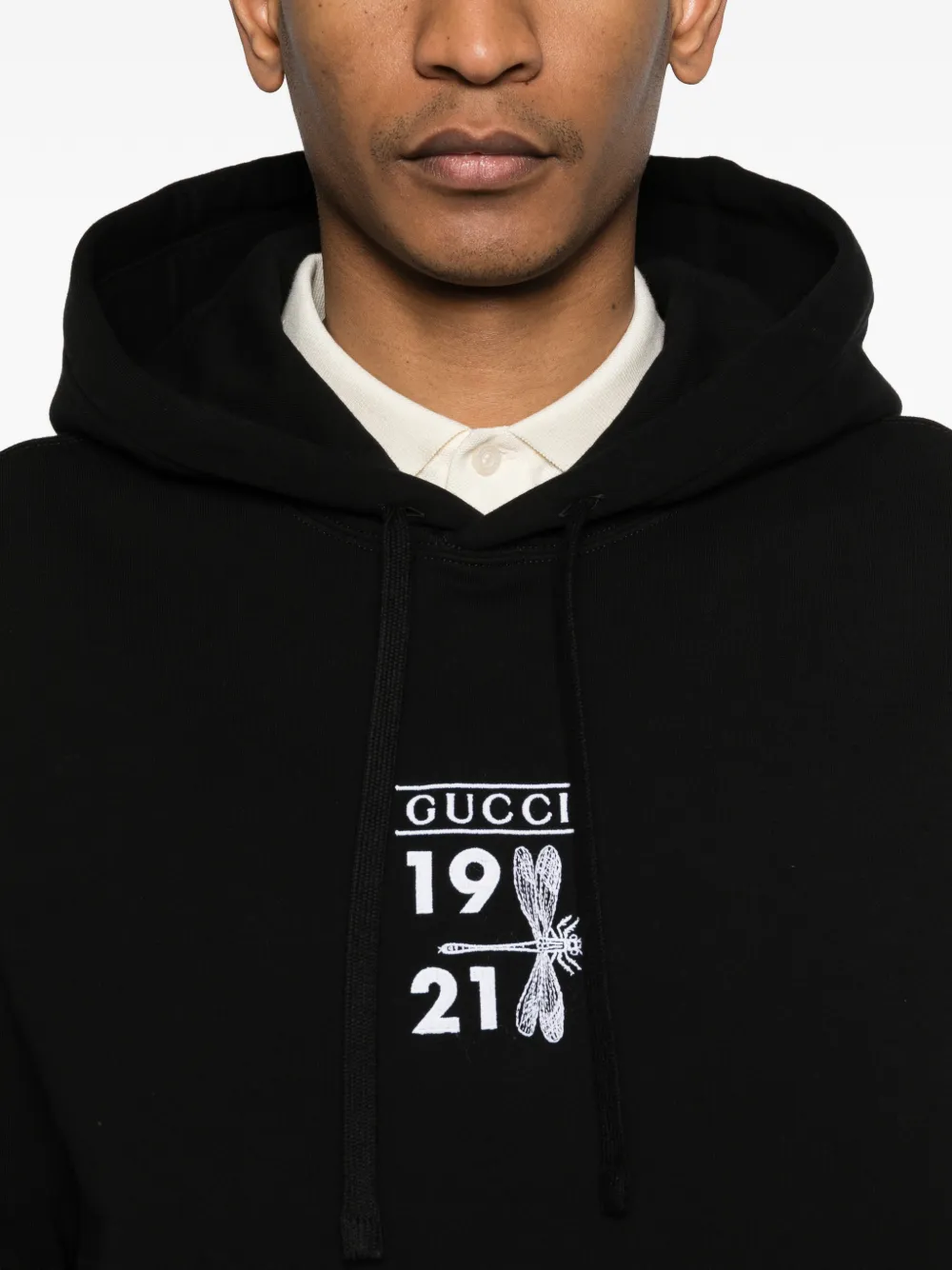 Gucci Sweater met grafische print en capuchon Zwart