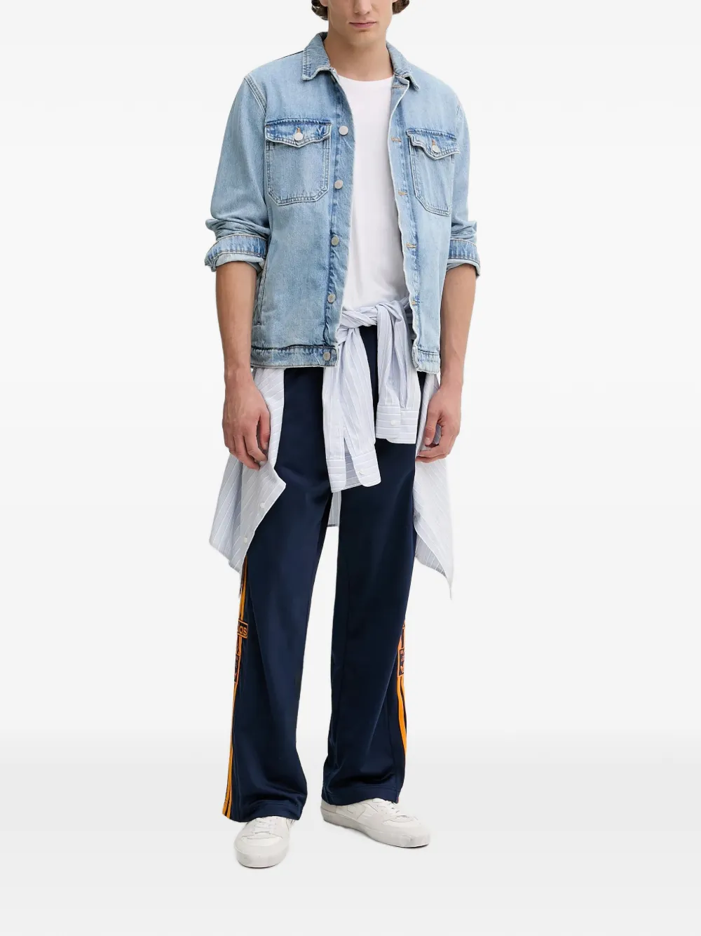 adidas Broek met zijstreep en drukknopen Blauw
