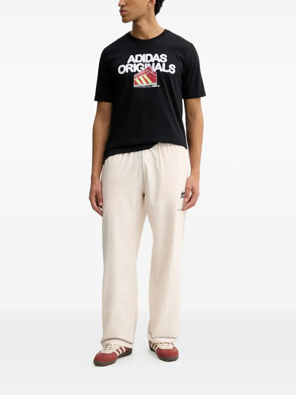 adidas logo-embroidered track pants Beige
