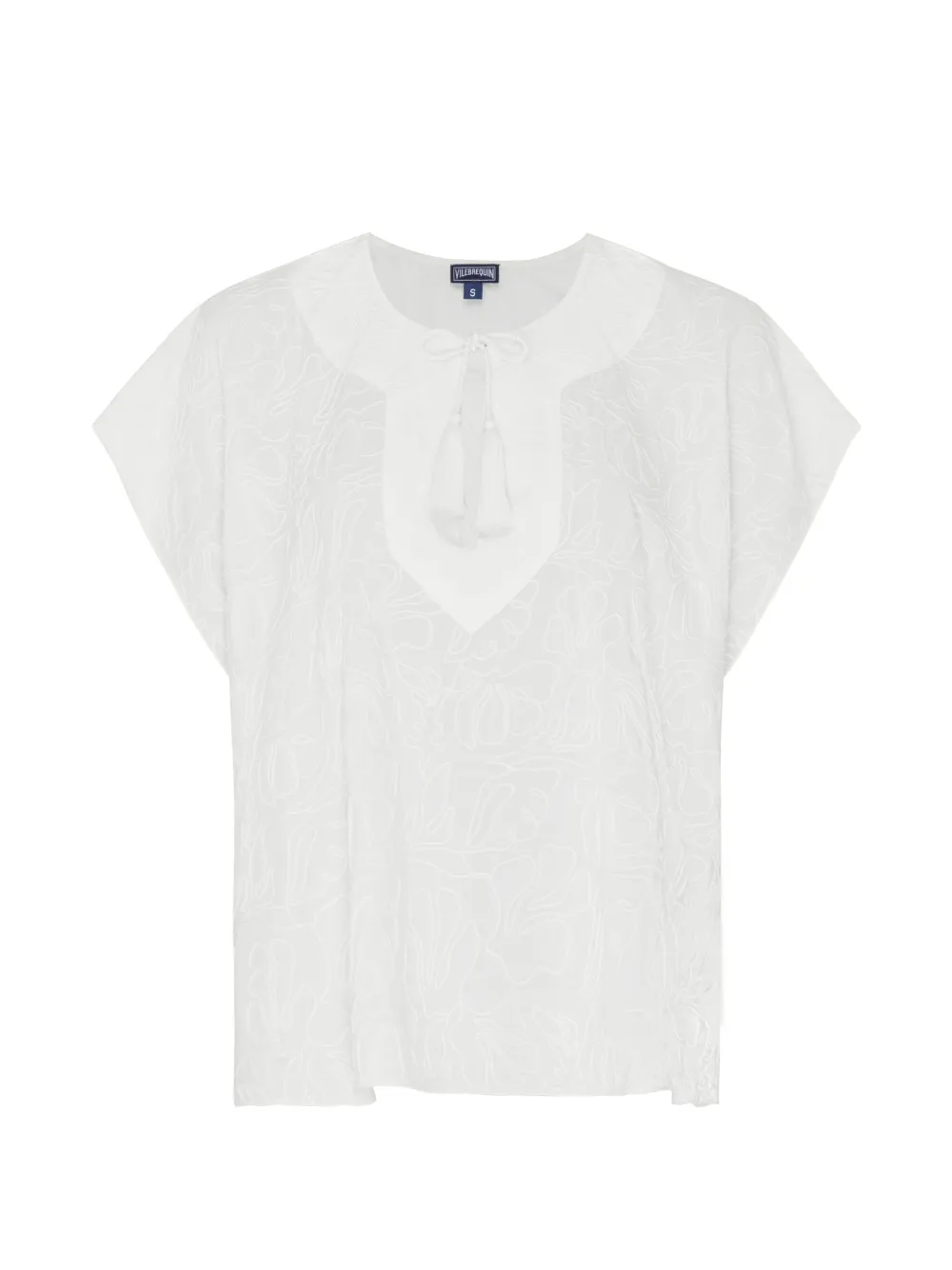 Vilebrequin tassel-detail embroidered blouse - White