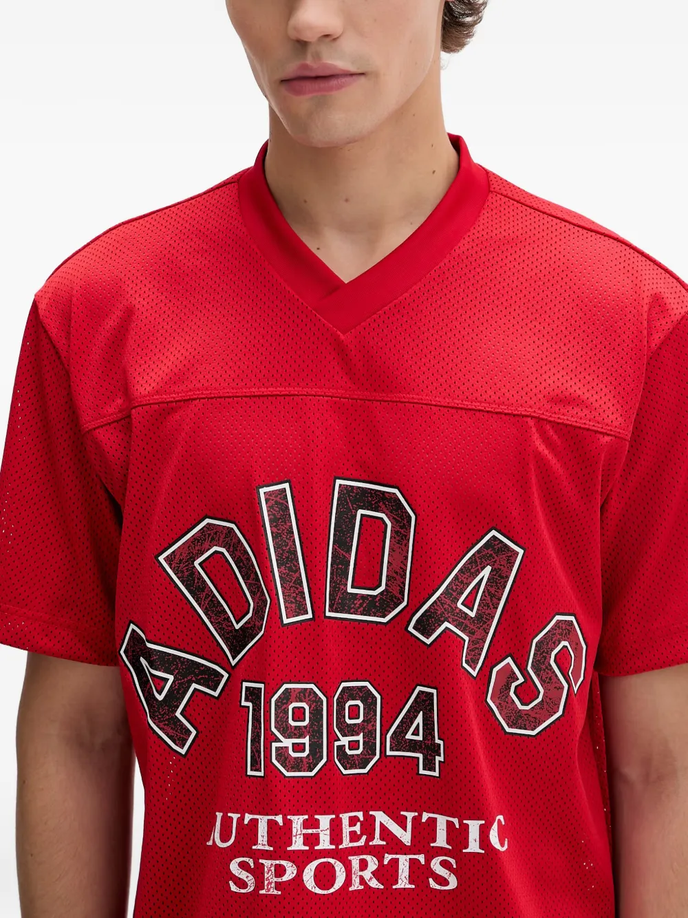 adidas V-neck sports T-shirt Rood