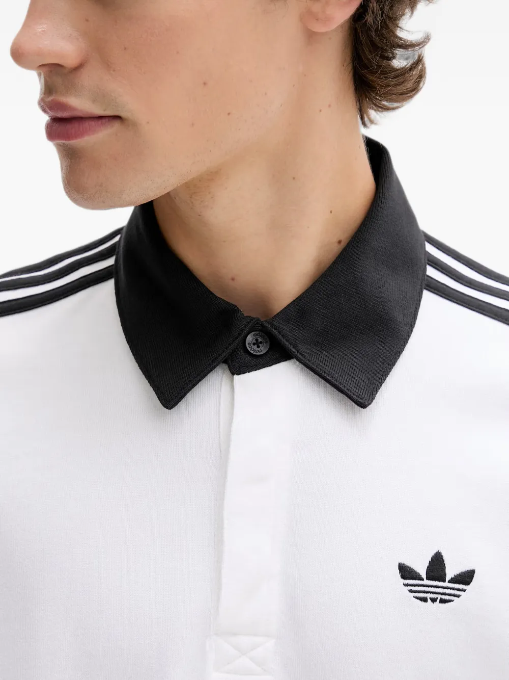 adidas logo-embroidered striped-sleeve polo shirt Wit