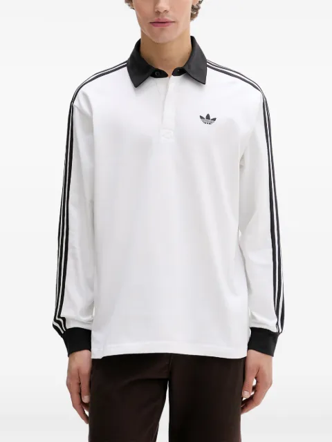 adidas logo-embroidered striped-sleeve polo shirt