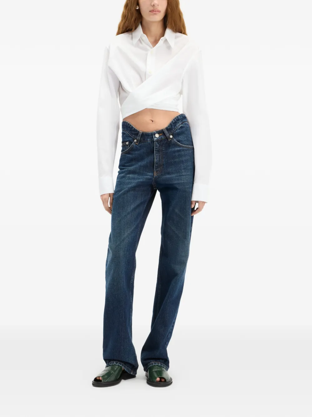  Jean Paul Gaultier The Curved Bootcut Denim Jeans - Blue 