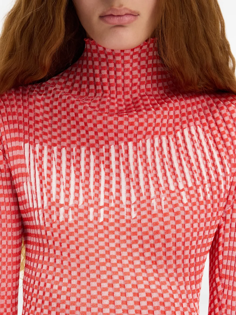 Jean Paul Gaultier Top met asymmetrische kraag en gingham ruit Rood
