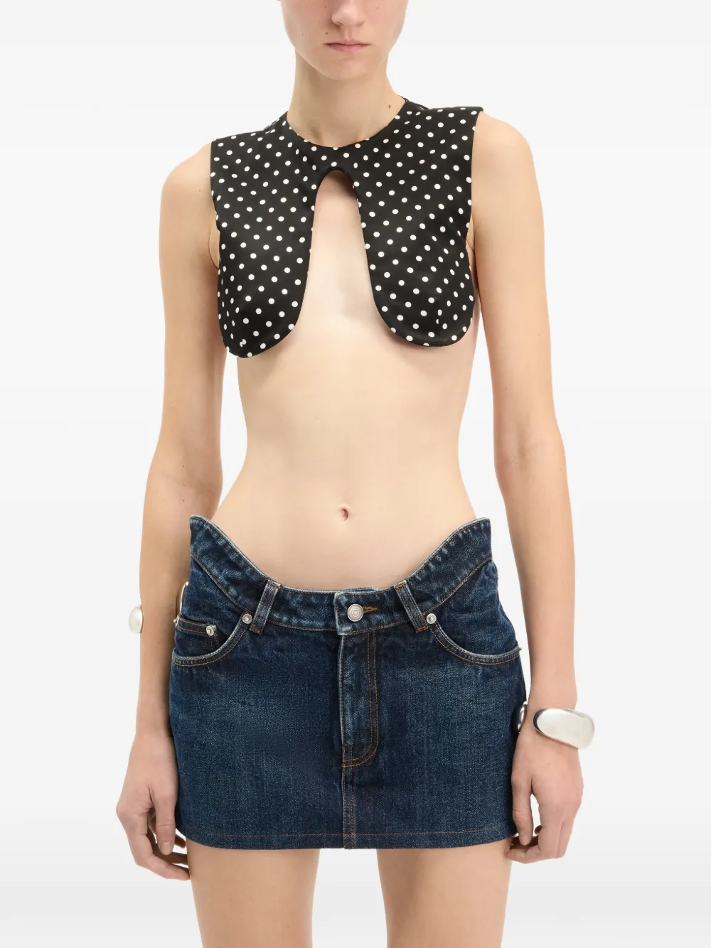 Jean Paul Gaultier Asymmetrische top met stippen Zwart