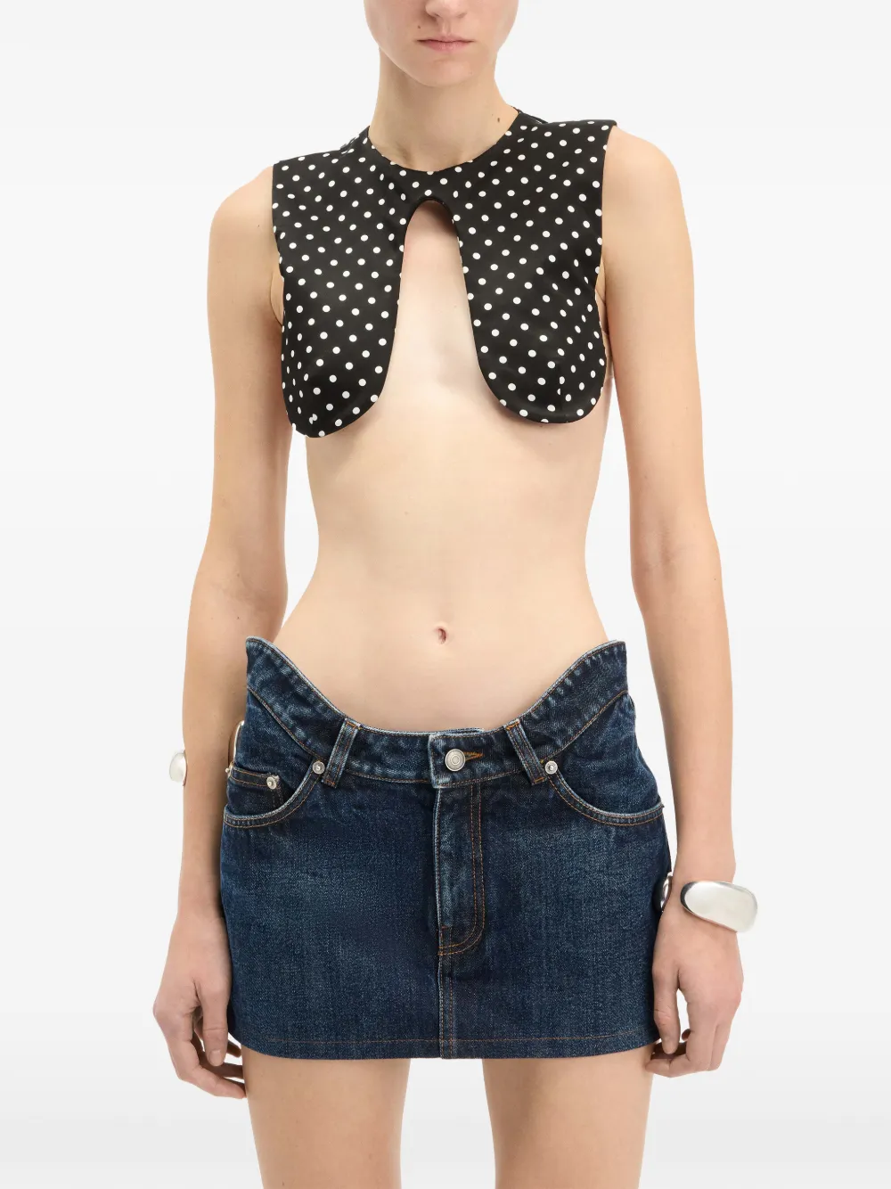 Jean Paul Gaultier Asymmetrische top met stippen Zwart