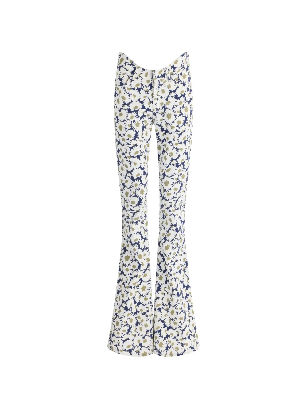 Jean Paul Gaultier The Curved flower-print denim flared jeans - White