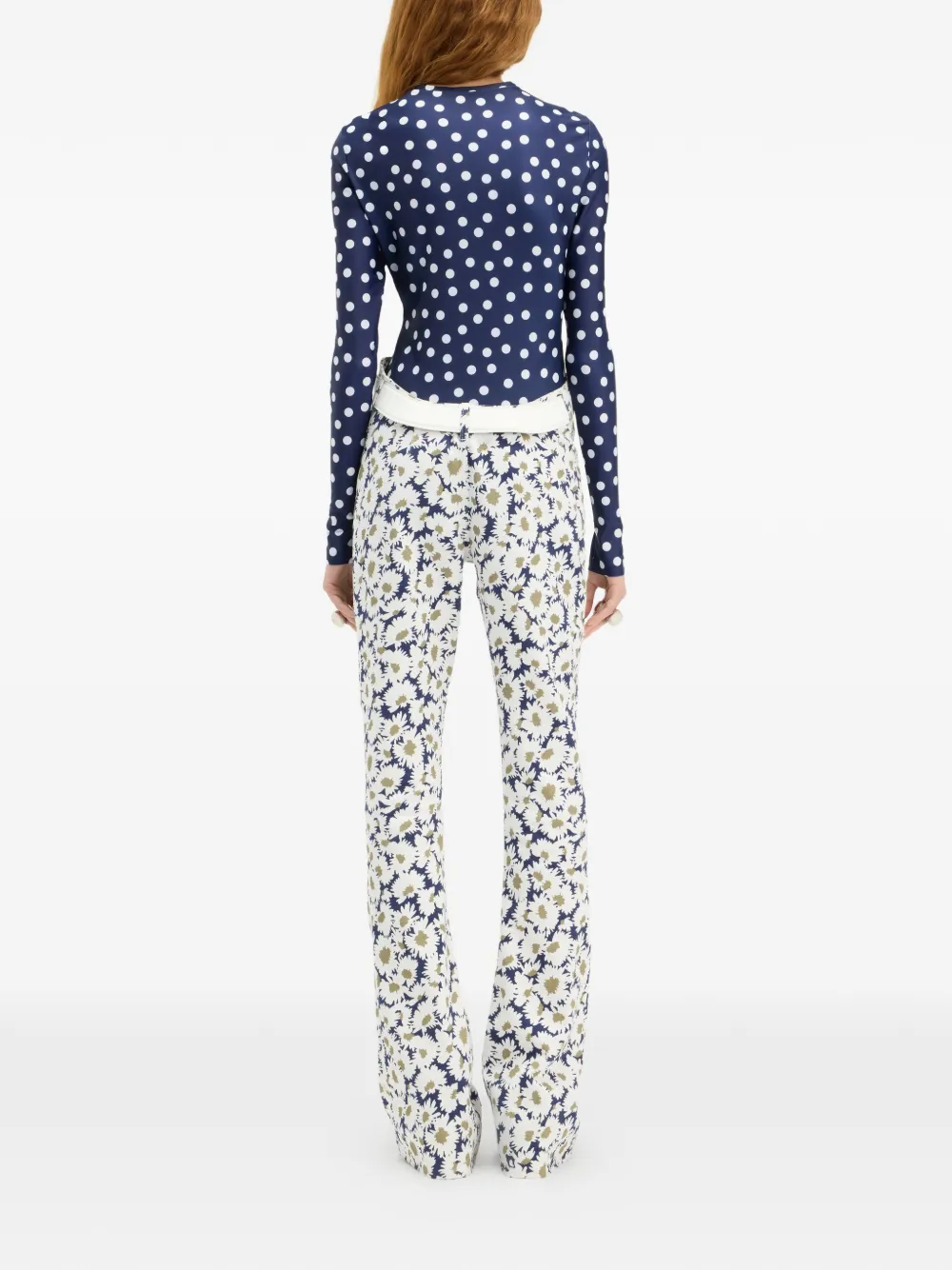 Jean Paul Gaultier The Curved flared denim jeans met bloemenprint Wit