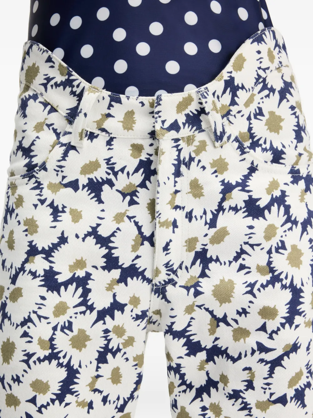 Jean Paul Gaultier The Curved flared denim jeans met bloemenprint Wit