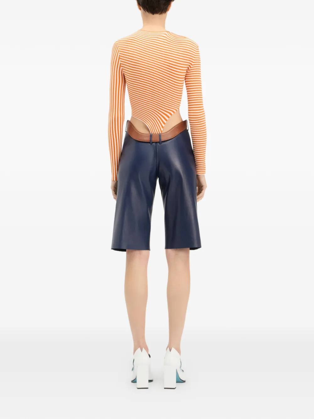 Jean Paul Gaultier Asymmetrische gestreepte body Oranje
