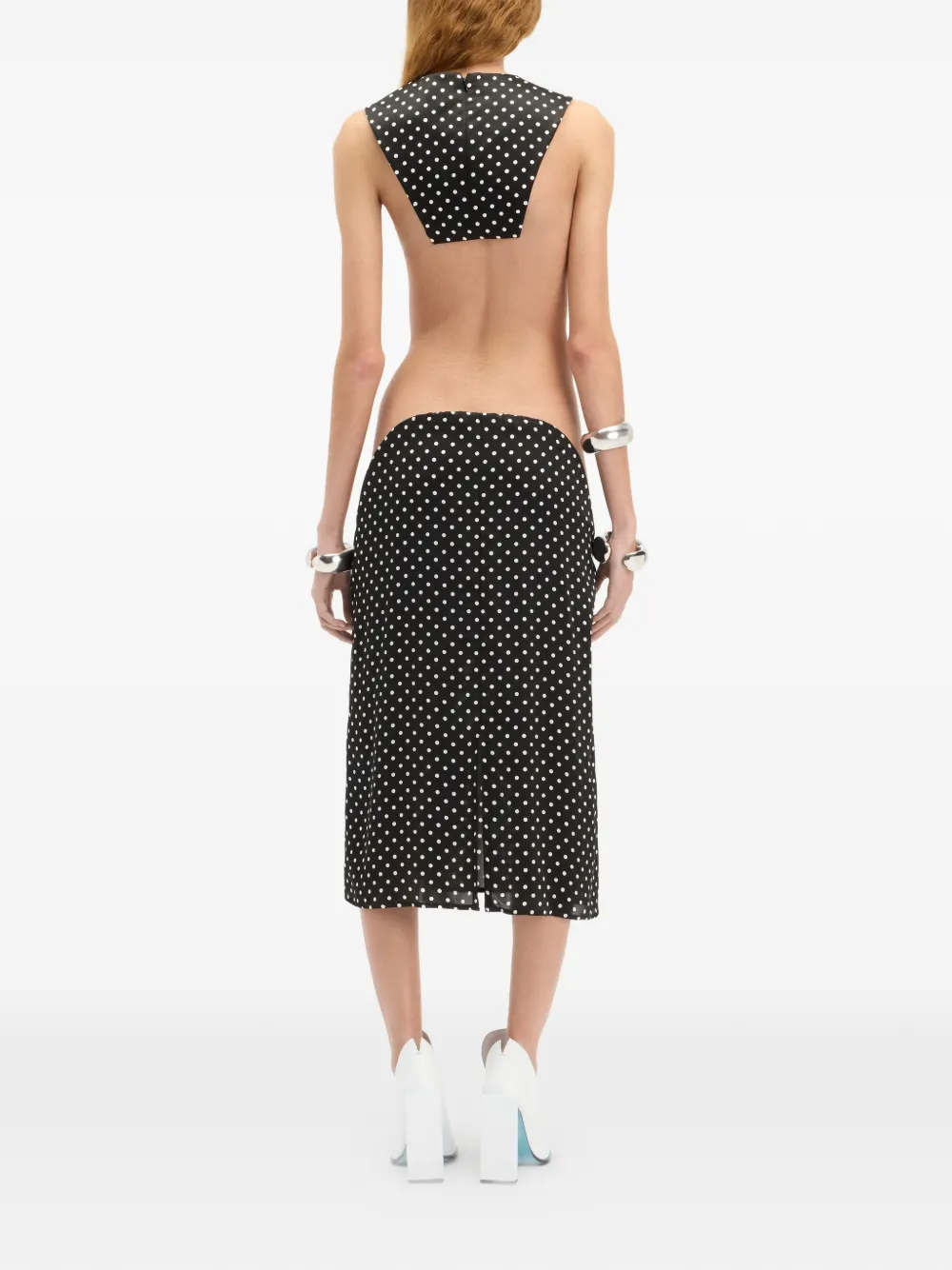 Jean Paul Gaultier Asymmetrische zijden midi-rok met stippen Zwart