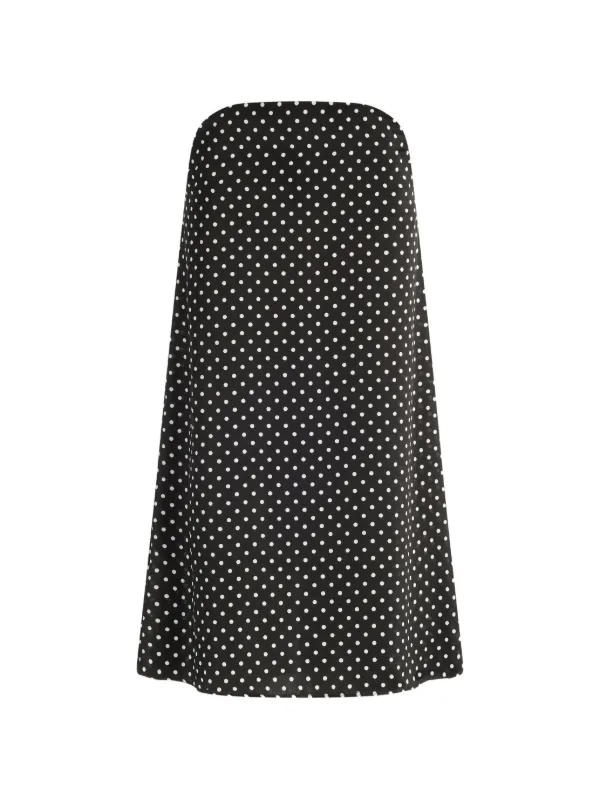 Jean Paul Gaultier Polka Dot Asymmetric-waist Midi Silk Skirt in Black