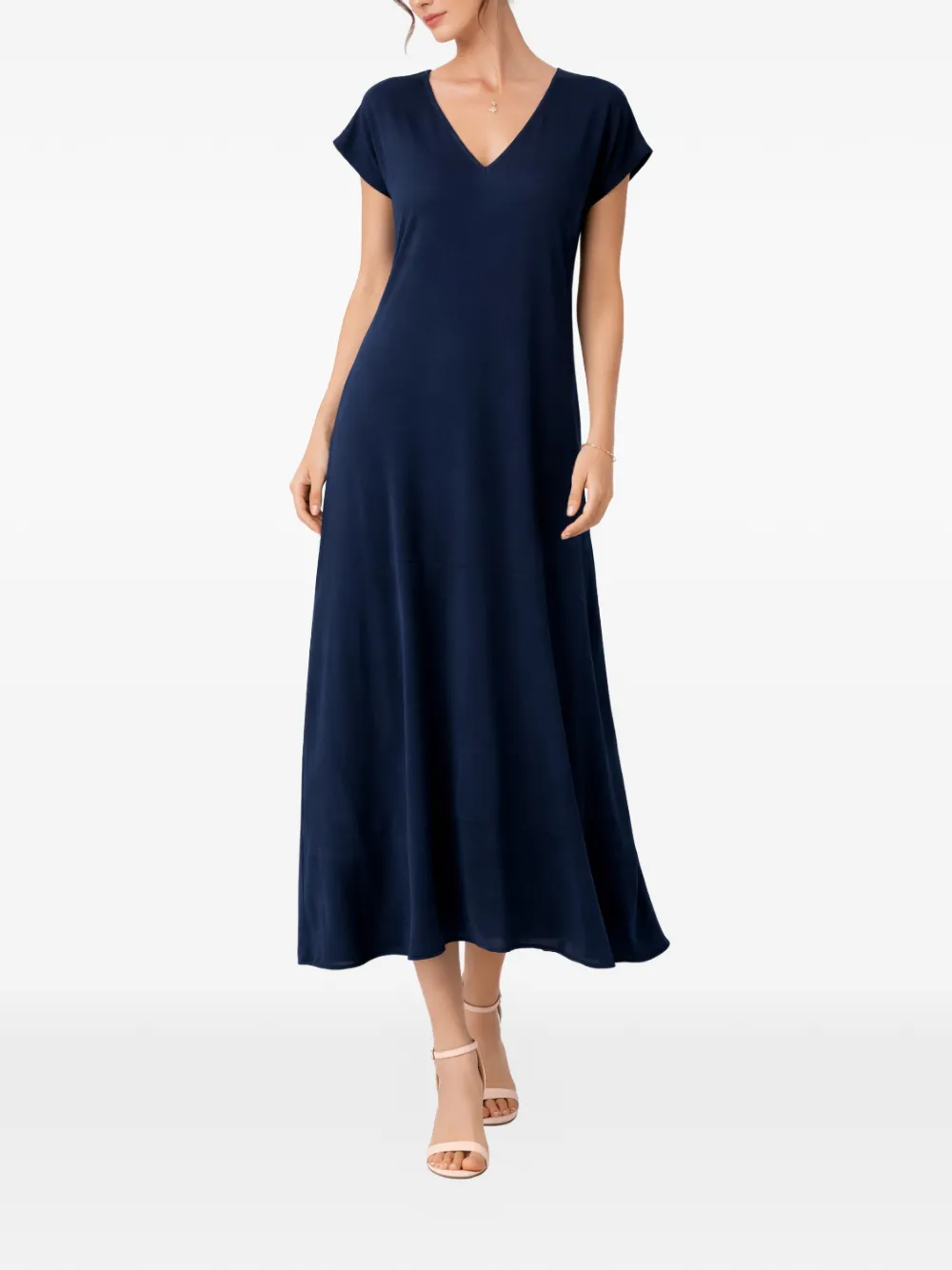  Silk95five V-neck Midi Dress - Blue 