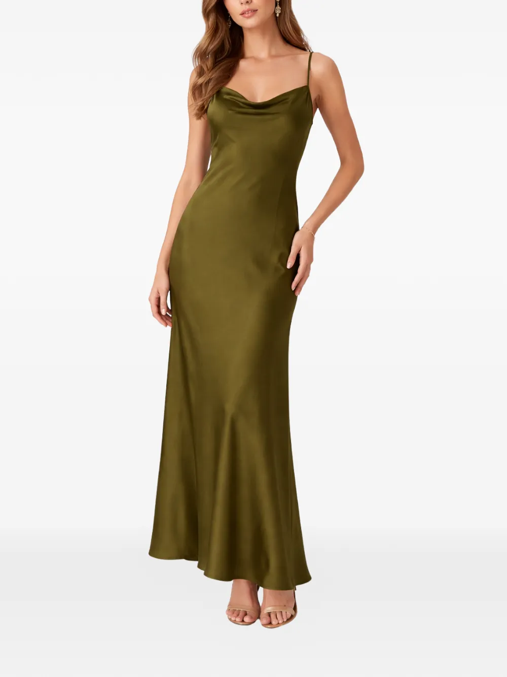  Silk95five Cowl-neck Maxi Dress - Green 