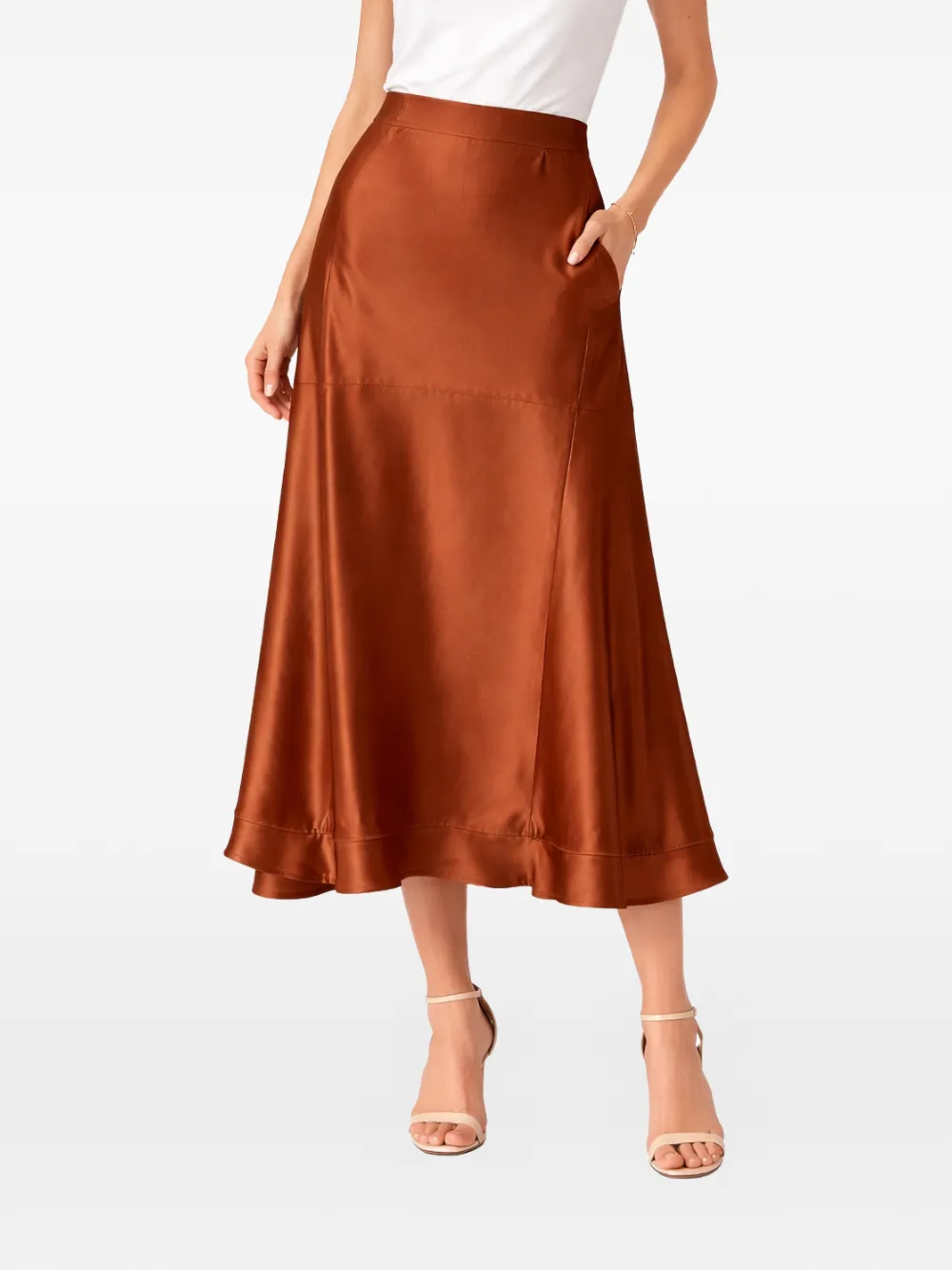 SILK95FIVE Chamonix side-pocket midi skirt - Marrone