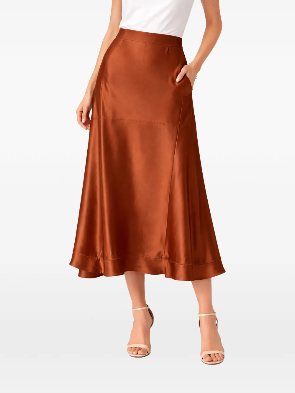  Silk95five Chamonix Side-pocket Midi Skirt - Brown 