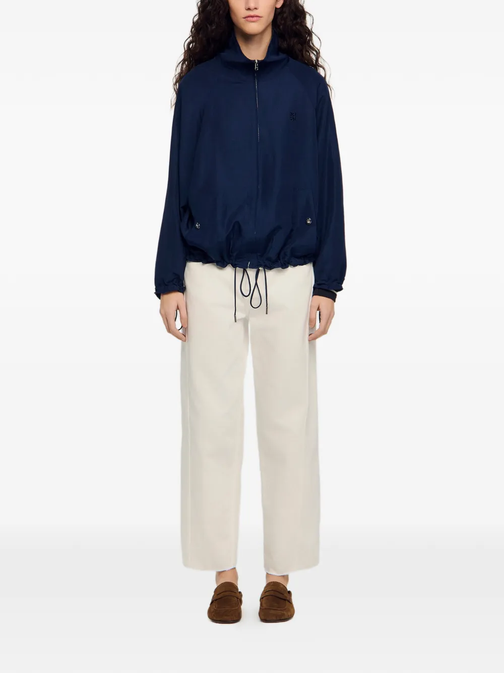  Sandro Drawstring High-neck Jacket - Blue 
